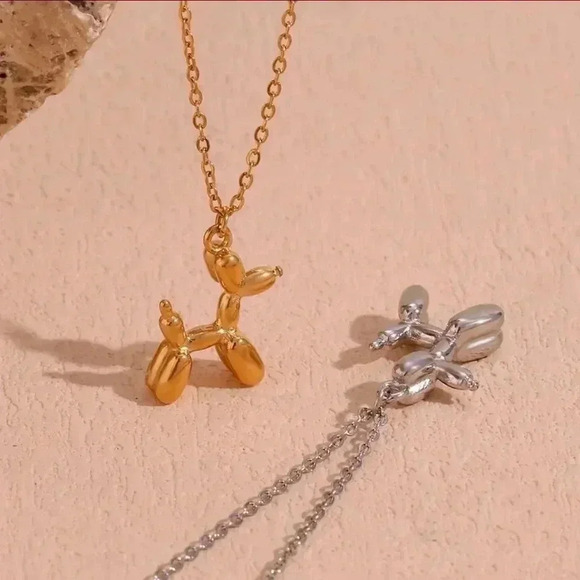 *NEW* Balloon Dog Stainless Steel 18K  Gold Plated Necklace (GOLD) - Picture 4 of 6